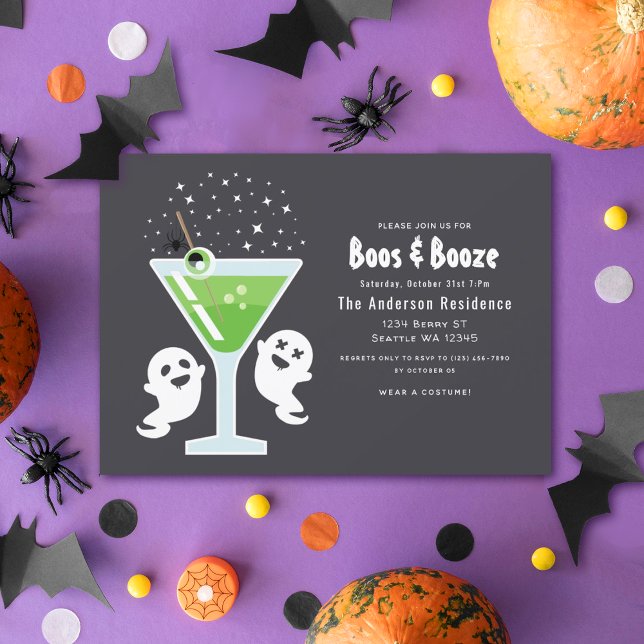 Boos and Booze Cocktail Halloween Party Invitation (Creator Uploaded)
