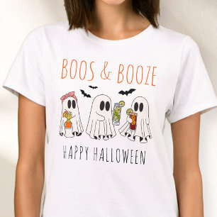 Boos and Booze Funny Ghost Cute Adult Halloween T-Shirt