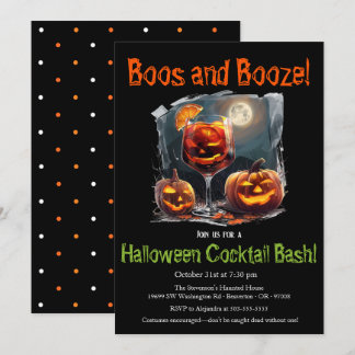 "Boos and Booze" Halloween Cocktail Bash Party Invitation