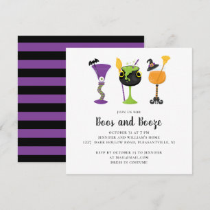 Boos and booze. Halloween costume cocktails party Invitation