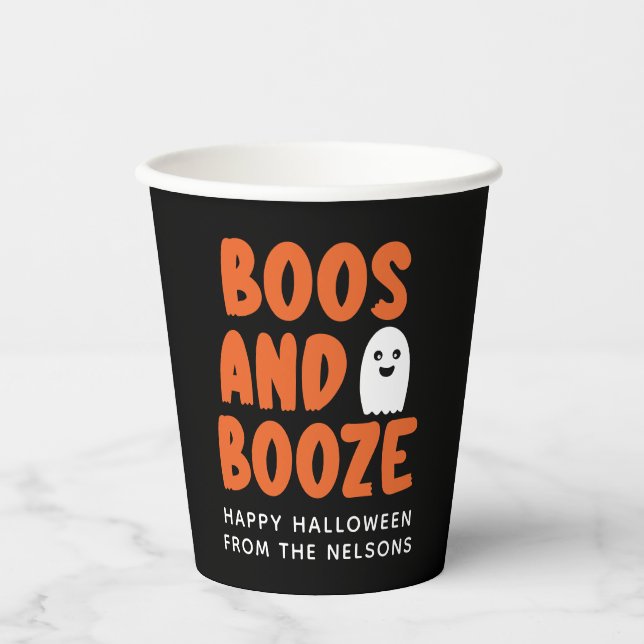 Boos and Booze Halloween Disposable Paper Cups (Front)