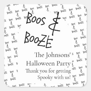 Boos and Booze Halloween Minimal Thank You Square Sticker
