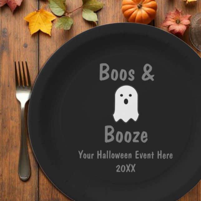 Boos and Booze Halloween Paper Plate (Creator Uploaded)