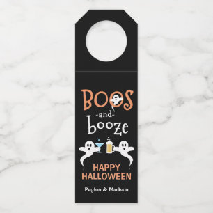 Boos and Booze Halloween Party Cute Ghost Brew Bottle Tag