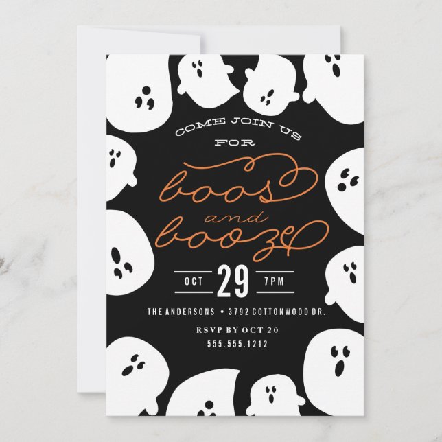 BOOS AND BOOZE HALLOWEEN PARTY INVITATION (Front)