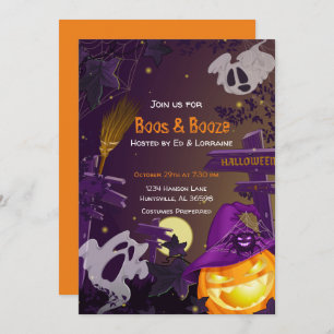 Boos and Booze Halloween Party Invitation