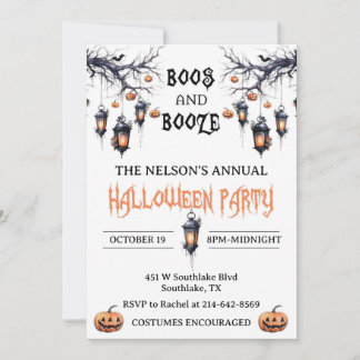 Boos and Booze Halloween Party Invitation