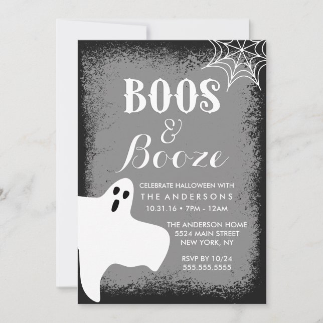 Boos and Booze Halloween Party Invitation (Front)