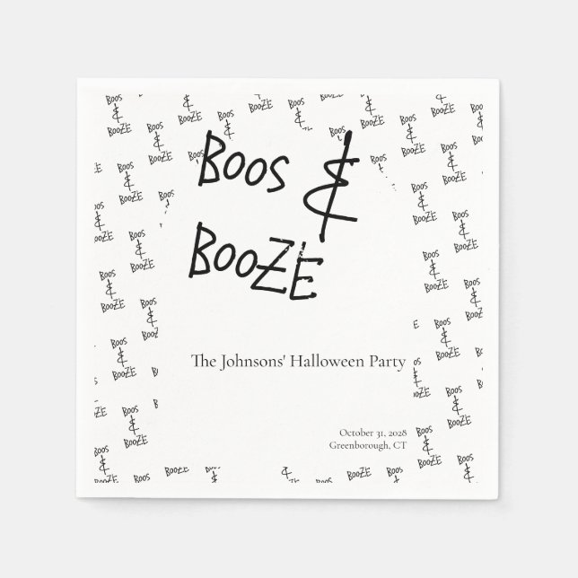 Boos and Booze Halloween Party Minimal Napkin (Front)