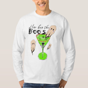 Boos and Booze Halloween Party Vintage Ghost Drink T-Shirt