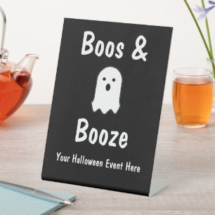 Boos and Booze Halloween Pedestal Sign