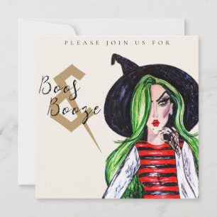 Boos and Booze Halloween Witch Party Invitation
