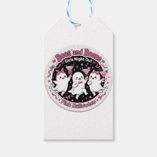 Boos and Booze Pink Ghost Girls Night Out Gift Tags