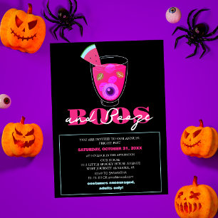 Boos and booze spooky halloween costume party invitation
