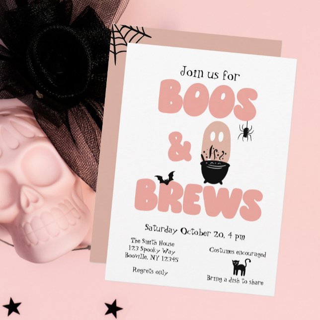 Boos and Brews Cute Womens Halloween  Invitation (Creator Uploaded)