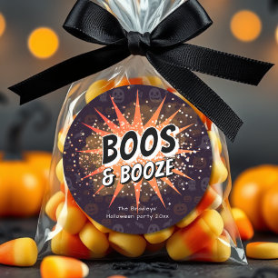 Boos & Booze Adult Halloween Favour Classic Round Sticker