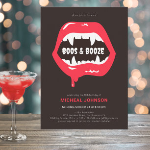 Boos & Booze Fun Halloween 80th Birthday Party Invitation