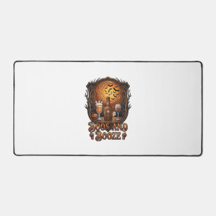 Boos Booze Halloween Skull Bottle Beer Wine Bats M Desk Mat