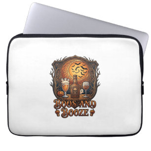 Boos Booze Halloween Skull Bottle Beer Wine Bats M Laptop Sleeve