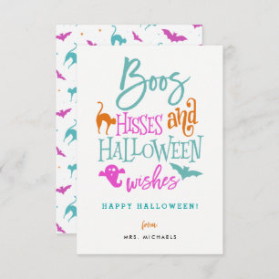 Boos Hisses and Halloween Wishes Cards