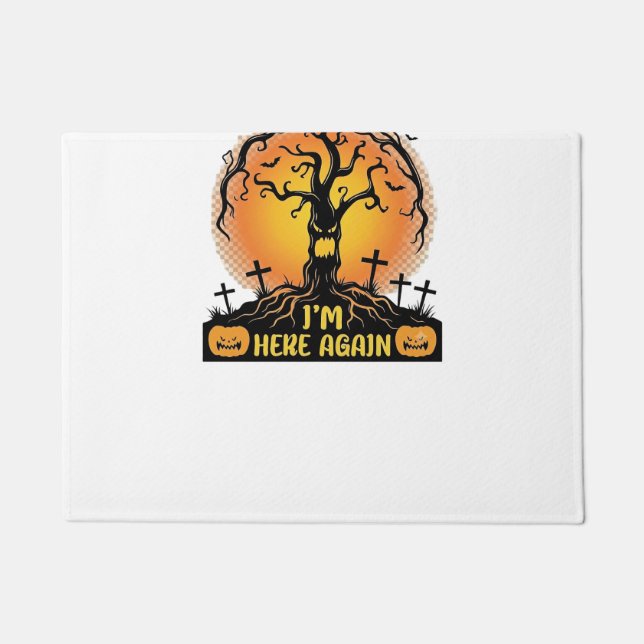 Boos Im Here Again Halloween Spooky Tree Pumpkins  Doormat (Front)
