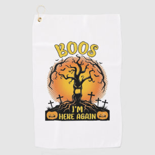 Boos Im Here Again Halloween Spooky Tree Pumpkins  Golf Towel