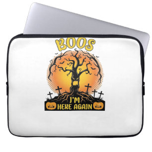 Boos Im Here Again Halloween Spooky Tree Pumpkins  Laptop Sleeve
