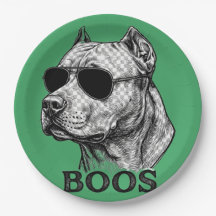 BOOS Pitbull with Sunglasses Ink Sketch Tattoo Des
