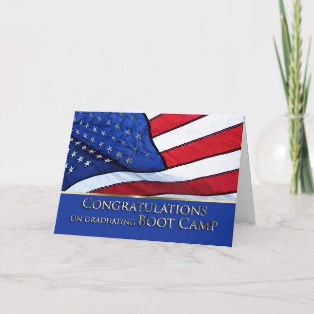 Boot Camp Graduation Congratulations- American Fla Card (Front)