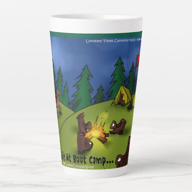 Boot Campfire Tales: A Sole-ful Retreat Latte Mug (Front)