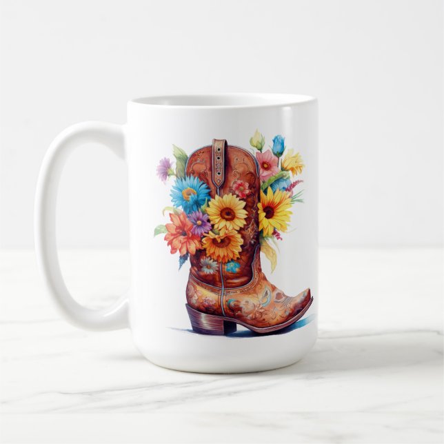 Boot Floral Design 15 oz Classic Mug (Left)