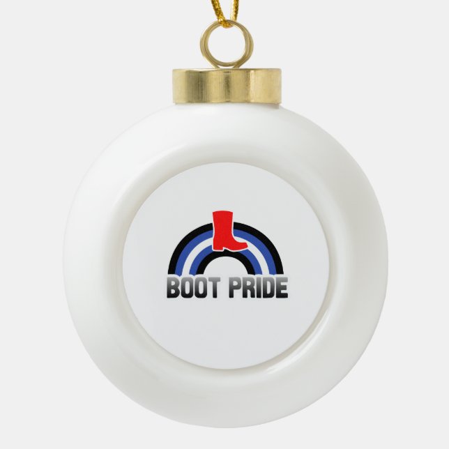 Boot Pride Ceramic Ball Christmas Ornament (Front)