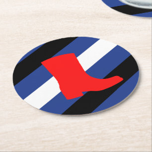 Boot Pride Flag Round Paper Coaster
