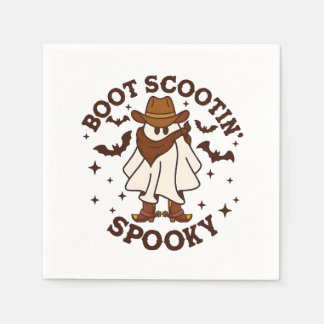 Boot Scoot Spooky Cowboy Ghost Groovy Retro Hallow Napkin