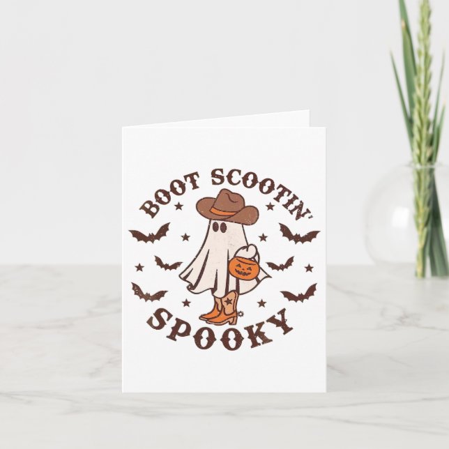 Boot Scoot Spooky Groovy Halloween Western Cowhide Card (Front)