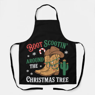 Boot Scootin Around The Christmas Tree Cowboy Xmas Apron