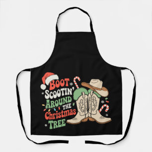 Boot Scootin Around The Christmas Tree Western Apron