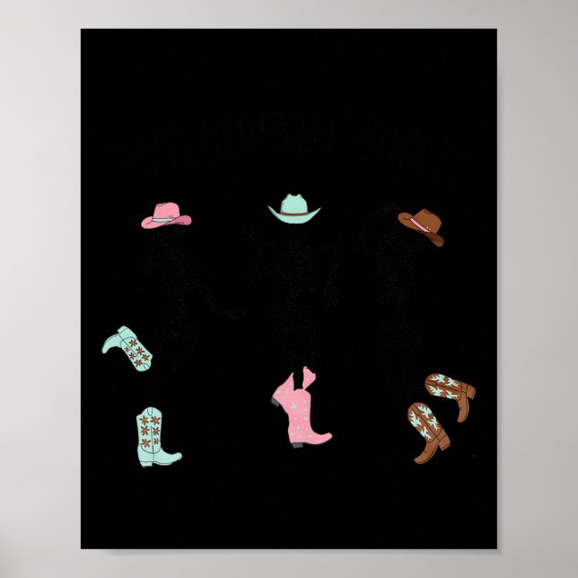 Boot Scootin Boogie Skeletons Dancing Western Hall Poster (Front)