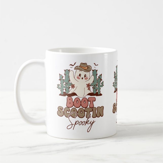 Boot Scootin Spooky Coffee Cup, Cactus and Ghost Coffee Mug (Left)