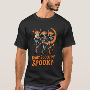 Boot Scootin Spooky Skeleton Cowgirl Halloween Cou T-Shirt