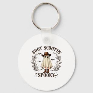 Boot Scootin Spooky Western Halloween Cute Ghost C Key Ring
