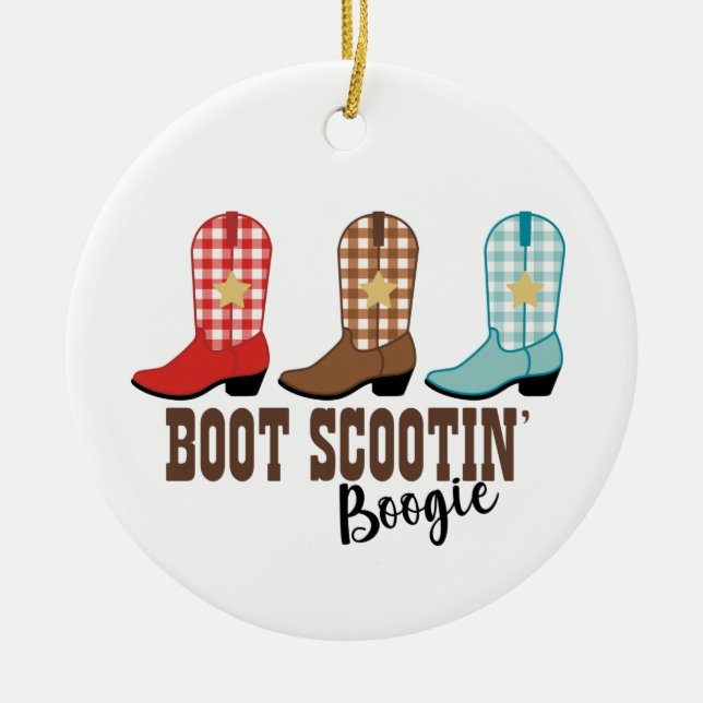 Boot Scooting Boogie Ceramic Tree Decoration (Front)