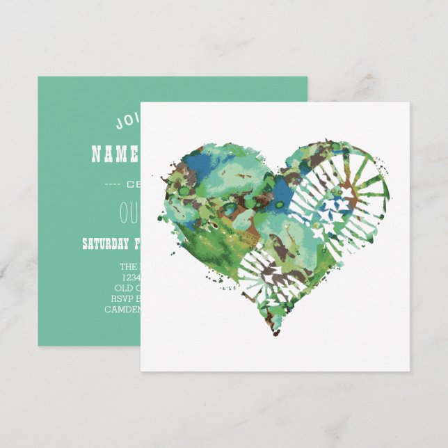 boot stomp heart invitation (Front/Back)