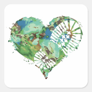 boot stomp heart square sticker