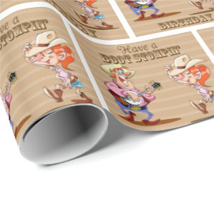Boot Stompin' Birthday Western Cowboy Cowgirl Wrapping Paper