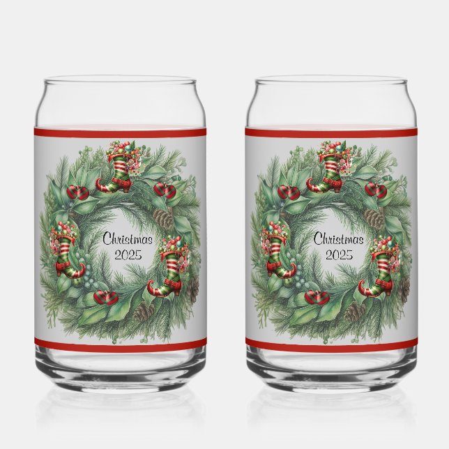 Boot Wreath Soda Glass (Front)