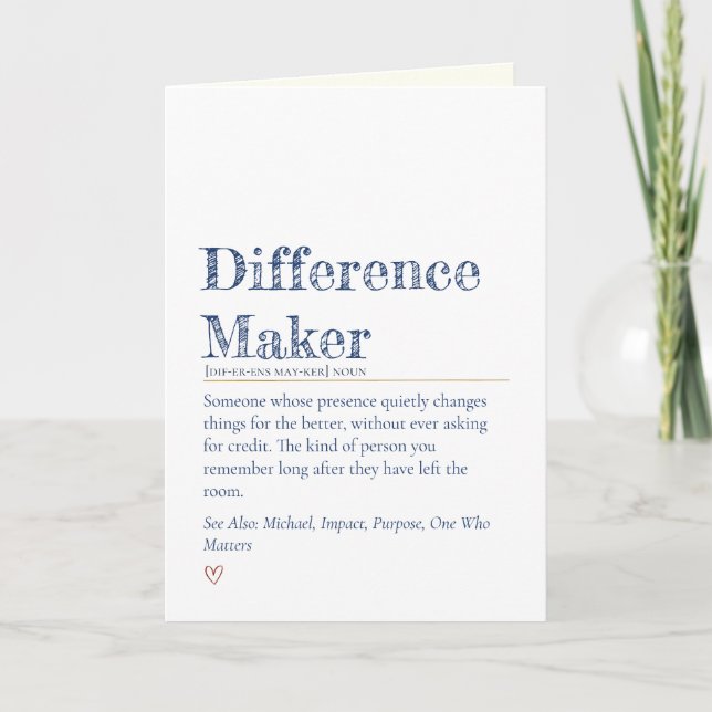 Bootcamp Letter From Home, Difference Maker Card (Front)