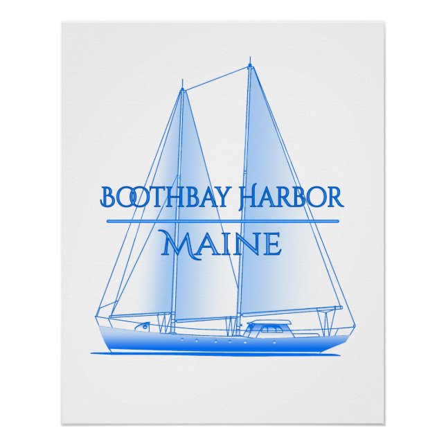 Boothbay Harbor Coastal Nautical Sailing Sailor Poster (Front)
