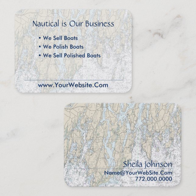 Boothbay Harbour Maine Nautical Chart Clean Fresh Business Card (Front/Back)