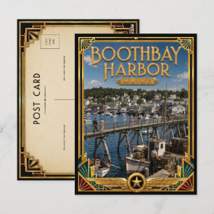 Boothbay Harbour Maine Vintage Art Deco Golden Age Postcard